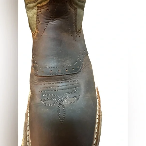 Old West Boys Brown Cowboy Boots 13.5 - Picture 5 of 12